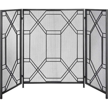 Rosen Fireplace Screen by Uttermost in gold. Made from metal in a traditional style.