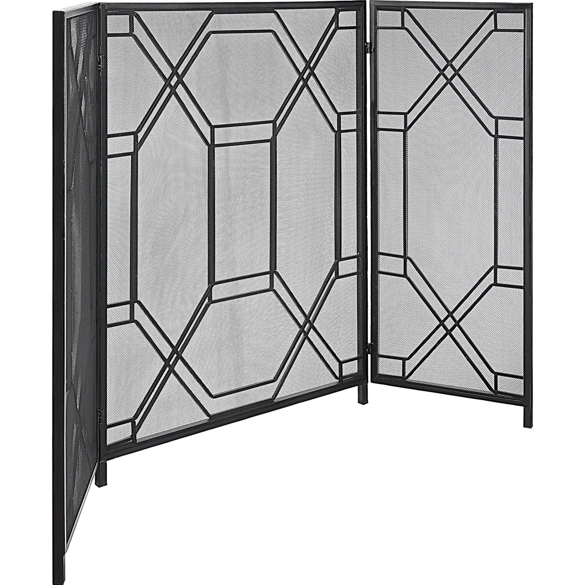 Rosen Fireplace Screen by Uttermost in gold. Made from metal in a traditional style.