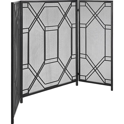 Rosen Fireplace Screen by Uttermost in gold. Made from metal in a traditional style.