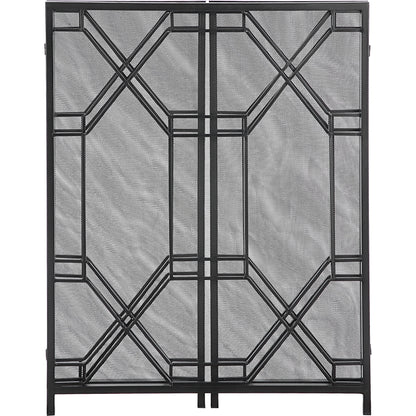 Rosen Fireplace Screen by Uttermost in gold. Made from metal in a traditional style.