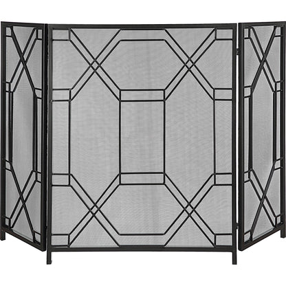 Rosen Fireplace Screen by Uttermost in gold. Made from metal in a traditional style.