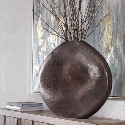 Gretchen Vase by Uttermost in gold. Made from aluminum in a eclectic & global style.