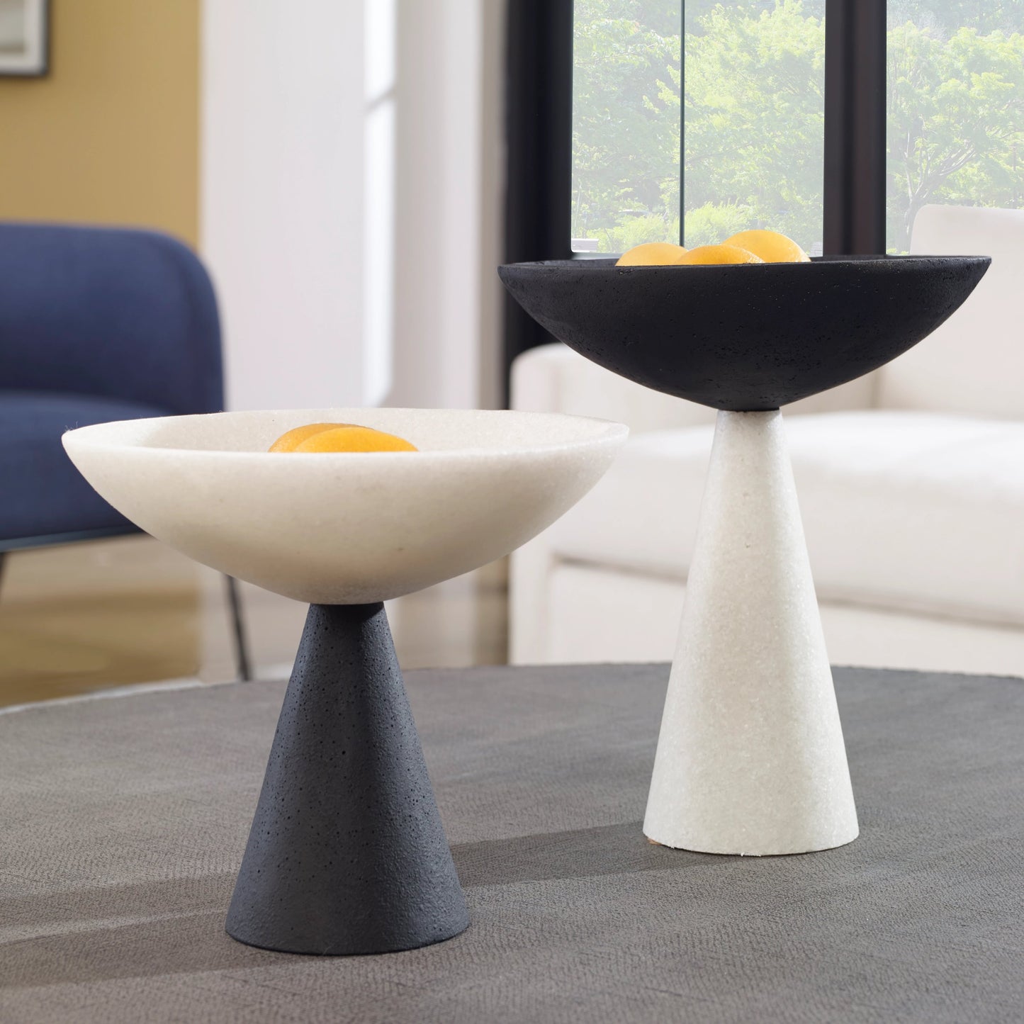 005 SI-1923641 | Lifestyle | Antithesis Bowls by Uttermost in black, white. Made from rice stone in a modern style.