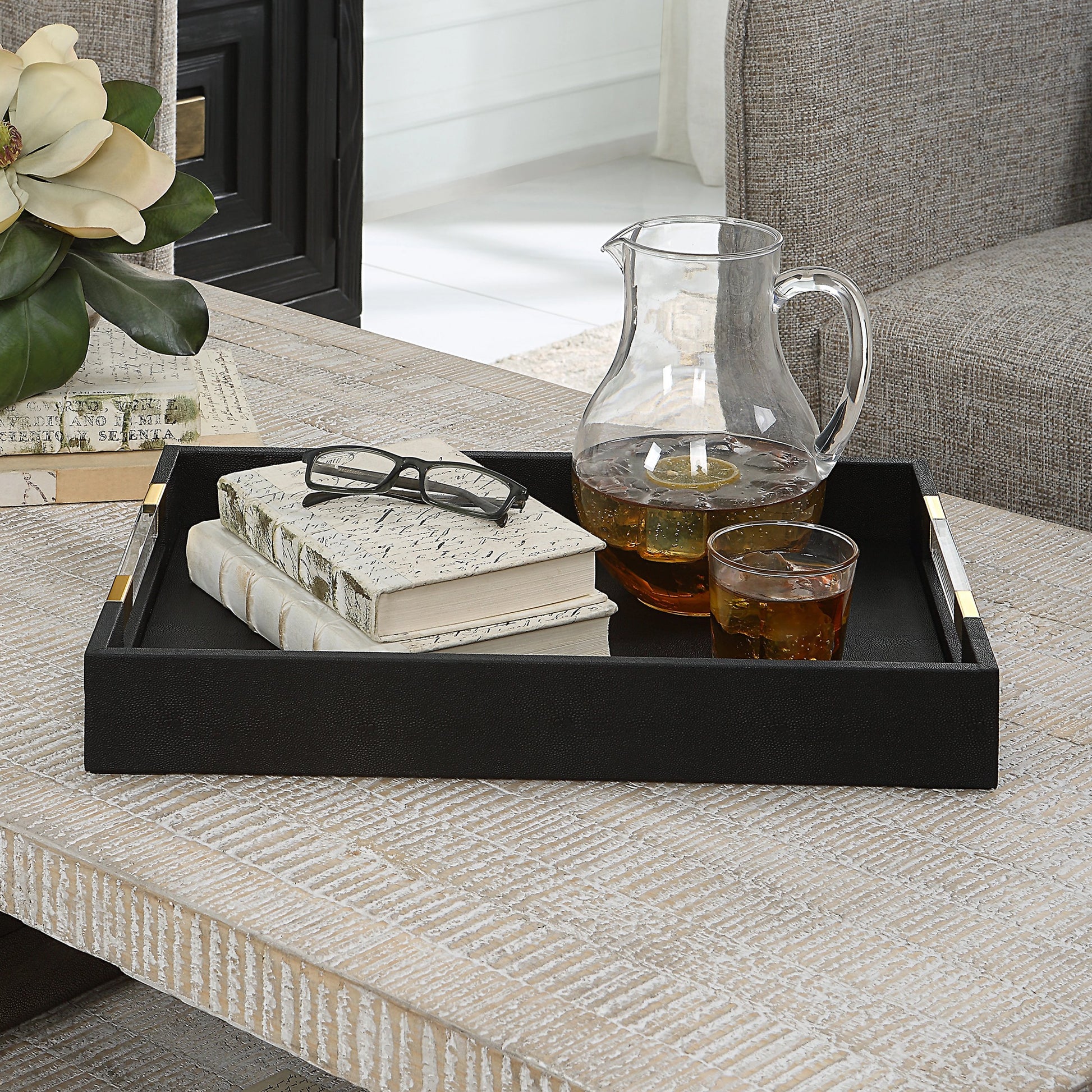 Wessex Shagreen Tray by Uttermost. Made from unique in a modern style.