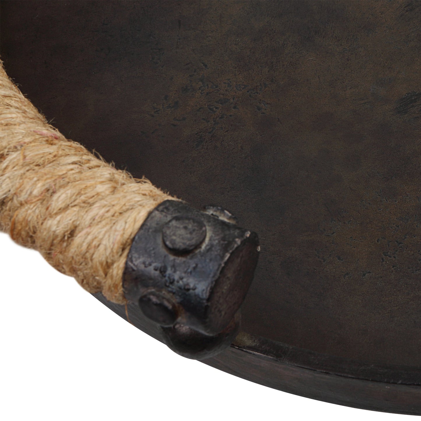 005 SI-1981264 | Closeup | Viggo Trays by Uttermost in oxidized bronze. Made from iron, rope in a modern style.