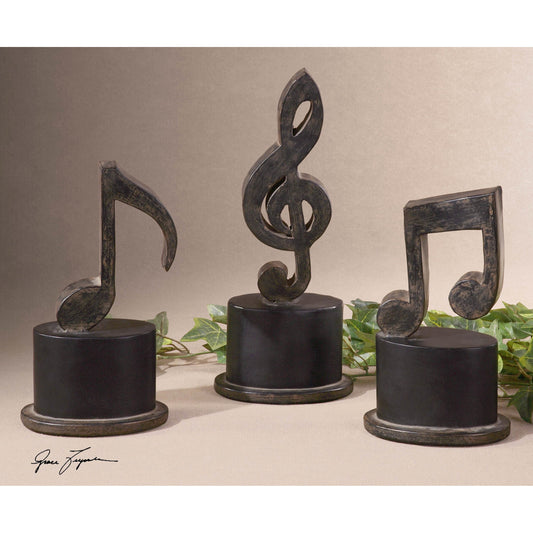 Music Notes Metal Figurines by Uttermost in metal. Made from metal, mdf in a modern style.