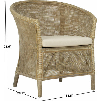 Attala Rattan Armchair by HedgeApple Essentials in white washed. Made from rattan in a coastal style.