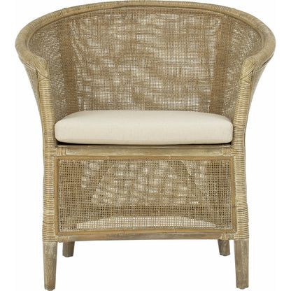 Attala Rattan Armchair by HedgeApple Essentials in white washed. Made from rattan in a coastal style.
