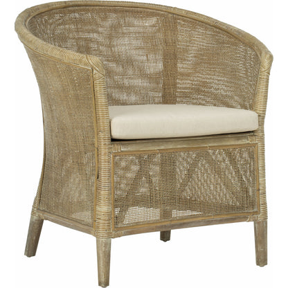 Attala Rattan Armchair by HedgeApple Essentials in white washed. Made from rattan in a coastal style.