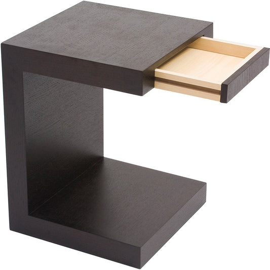 Zio Sidetable by Moe's Home Collection in brown and painted finish. Made from walnut veneer, mdf, chromed base in a modern style.