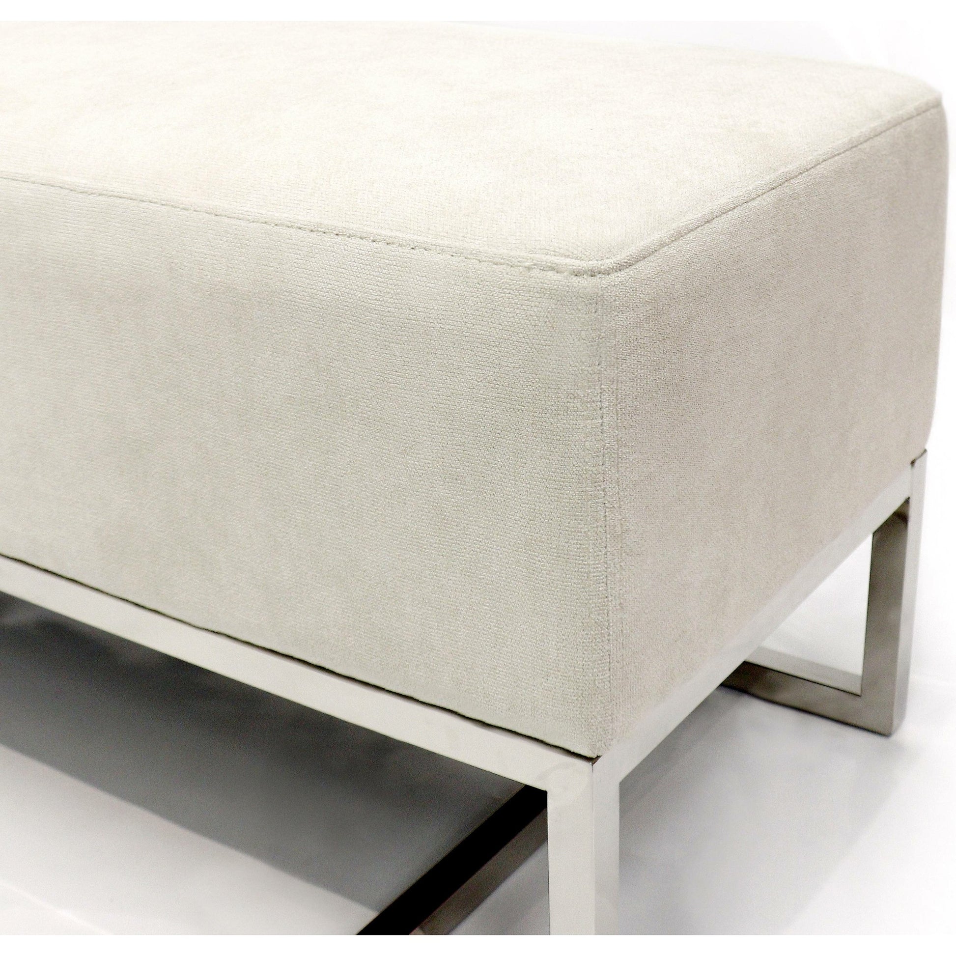 Luxe Ottoman by Pasargad Home in chrome. Made from unique in a modern style.