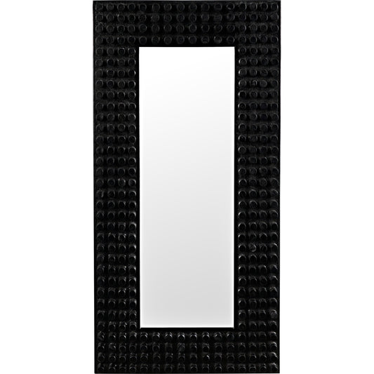 Faustus Mirror by Noir in charcoal black. Made from sungkai wood in a modern style.