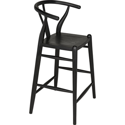 Zola Counter Stool by Noir in charcoal black. Made from sungkai in a modern style.