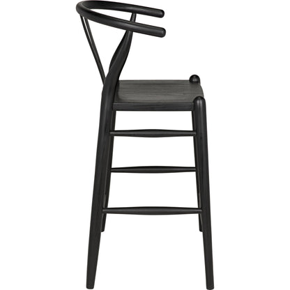 Zola Counter Stool by Noir in charcoal black. Made from sungkai in a modern style.