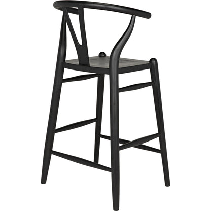 Zola Counter Stool by Noir in charcoal black. Made from sungkai in a modern style.