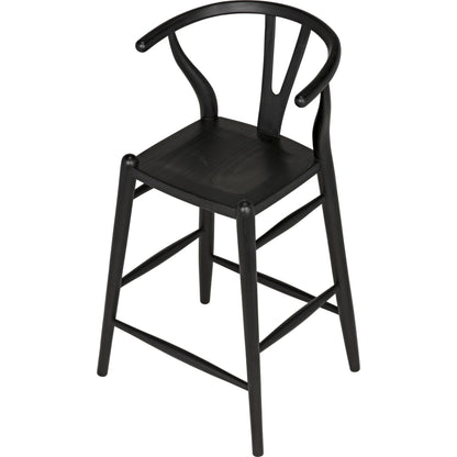 Zola Counter Stool by Noir in charcoal black. Made from sungkai in a modern style.