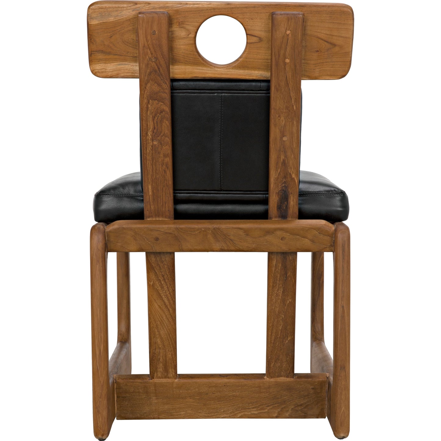 001 SI-1956823 | Additional Silo | Buraco Dining Chair by Noir in clear coat gloss teak. Made from teak and black leather in a modern style.