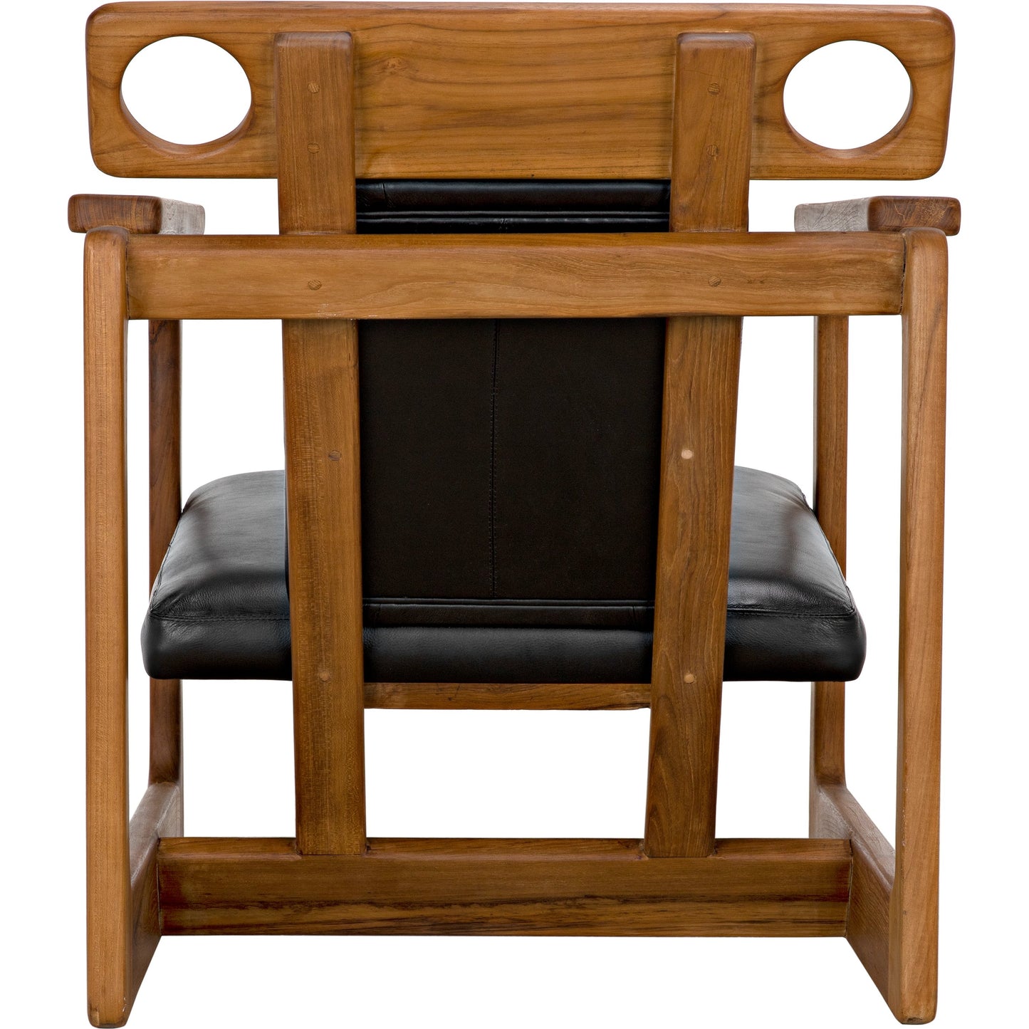 003 SI-1956824 | Additional Silo | Buraco Relax Chair by Noir in clear coat gloss teak. Made from teak and black leather in a modern style.