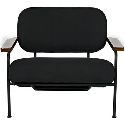 Zeus Chair by Noir in black, teak. Made from industrial steel and teak in a modern style.