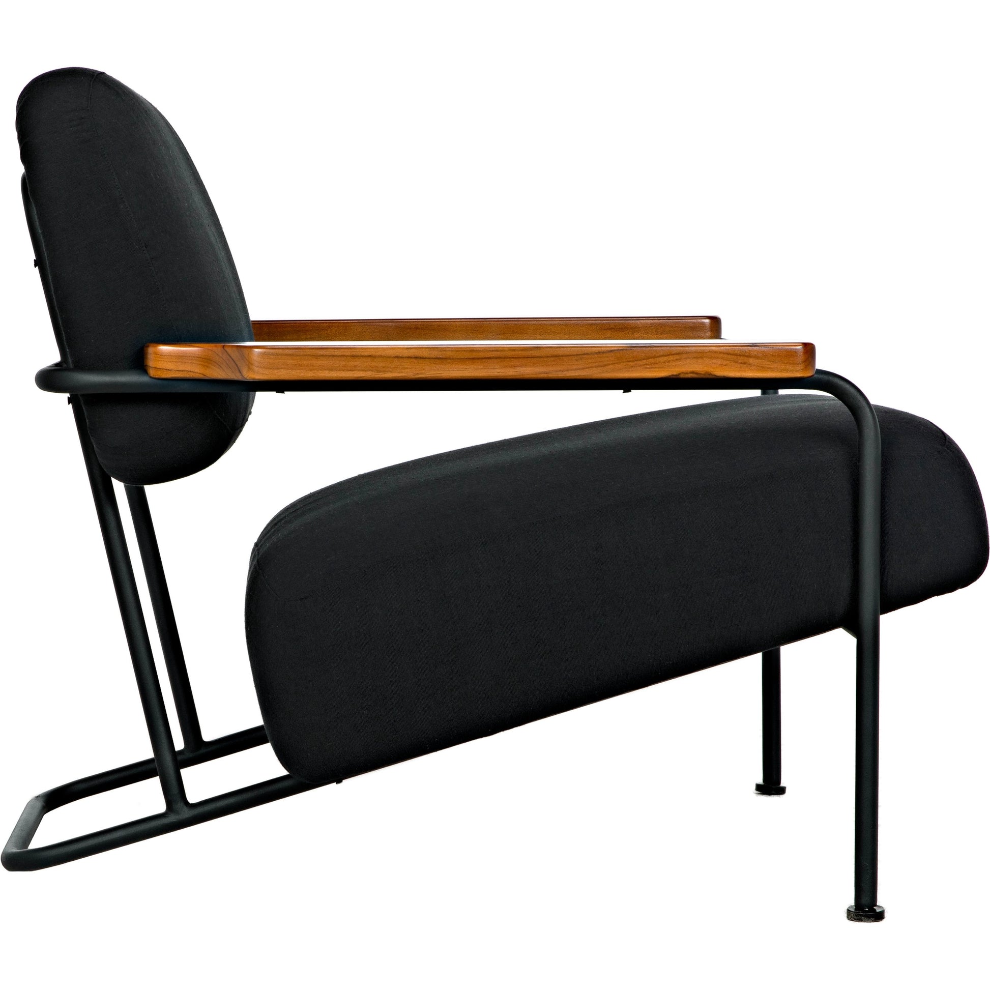 Zeus Chair by Noir in black, teak. Made from industrial steel and teak in a modern style.