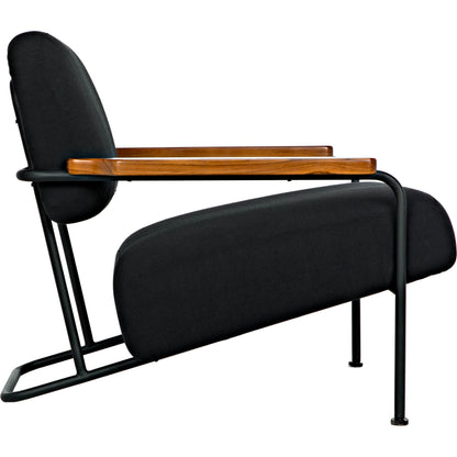 Zeus Chair by Noir in black, teak. Made from industrial steel and teak in a modern style.