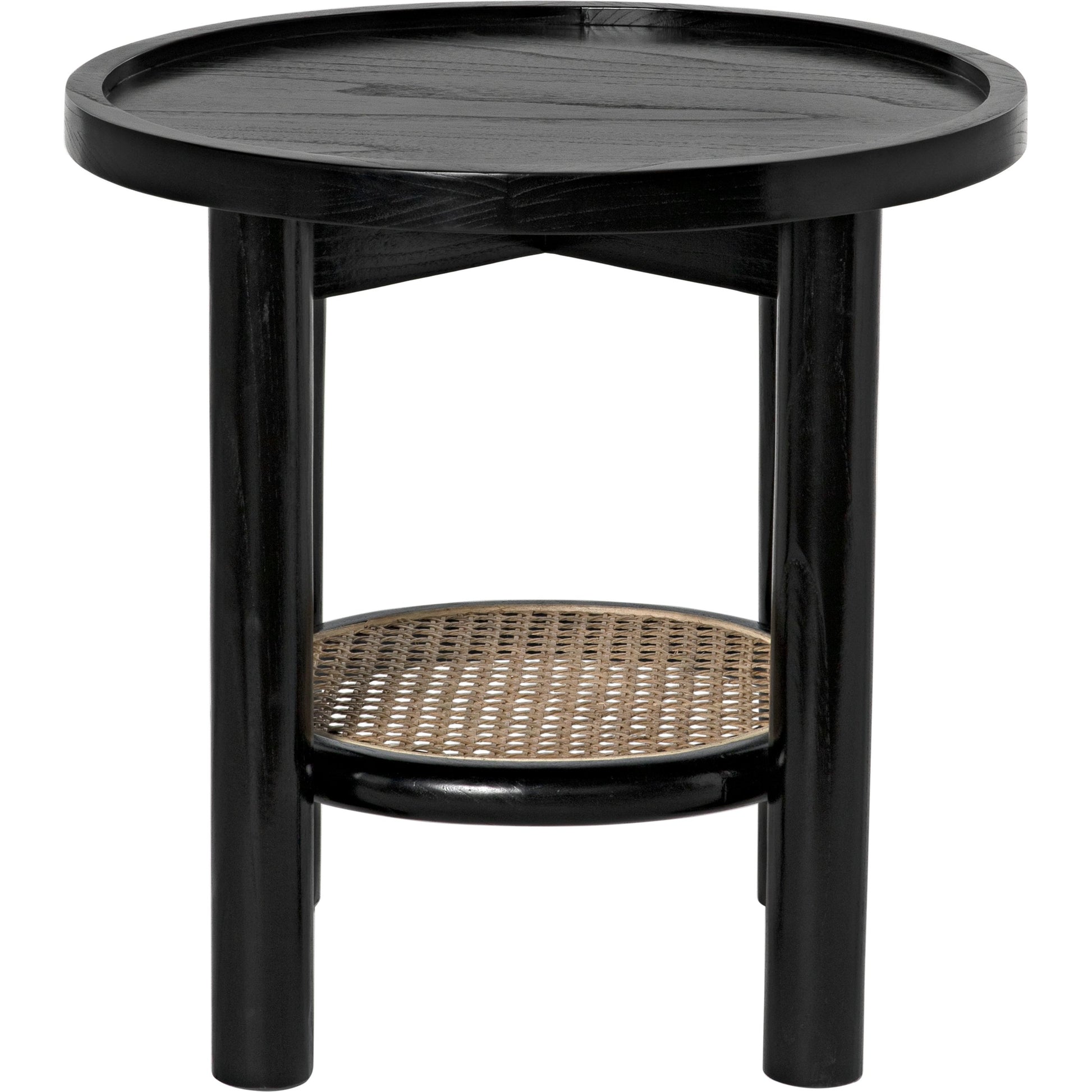 Hide Away Side Table by Noir in charcoal black. Made from sungkai and caning in a modern style.