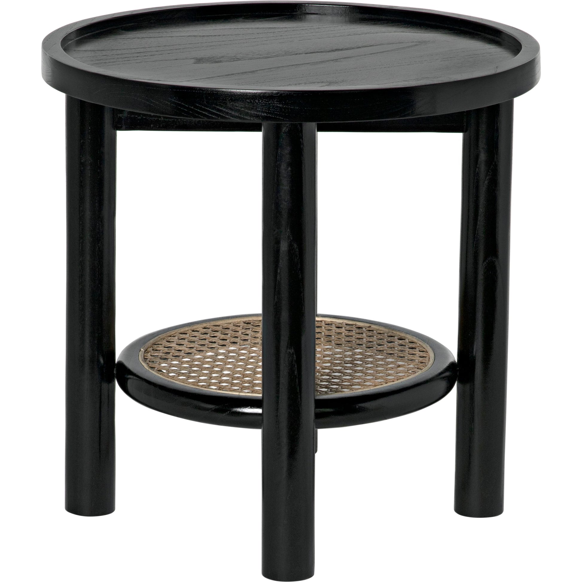 Hide Away Side Table by Noir in charcoal black. Made from sungkai and caning in a modern style.