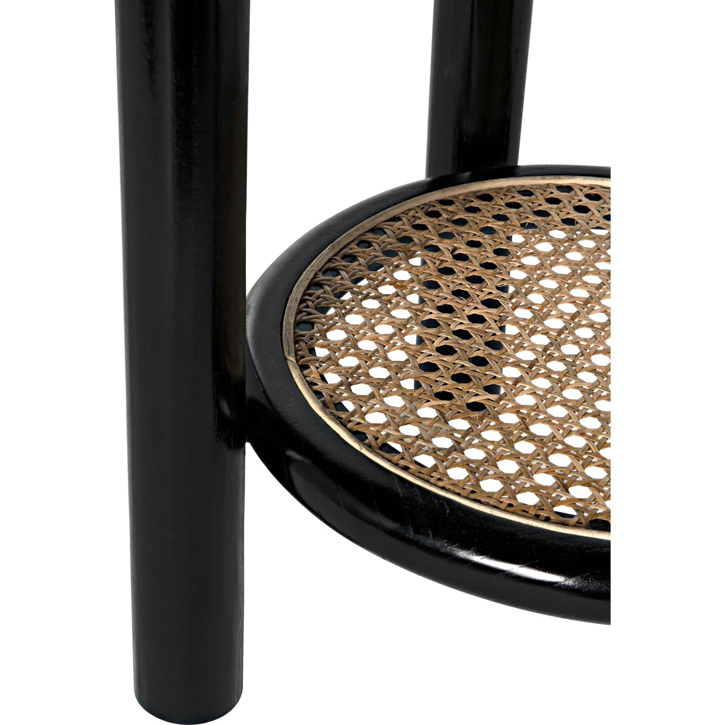 005 SI-1956896 | Closeup | Hide Away Side Table by Noir in charcoal black. Made from sungkai and caning in a modern style.