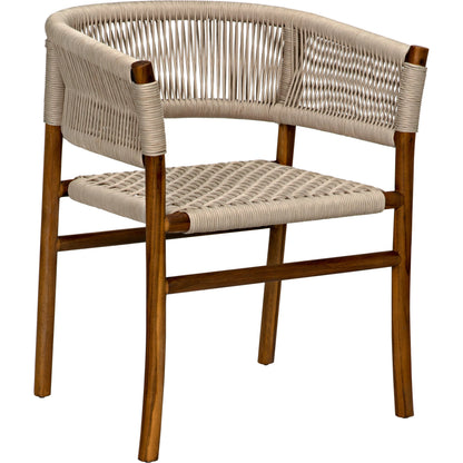 Conrad Chair by Noir in cleart coat flat teak. Made from teak and rope in a cottage & farmhouse style.