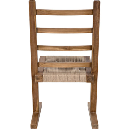 Salam Chair by Noir in clear coat flat teak. Made from teak and rope in a cottage & farmhouse style.