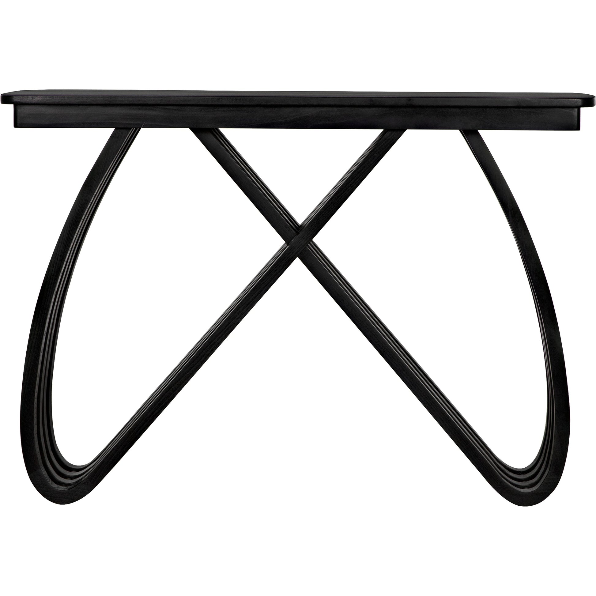 Infinity Console by Noir in charcoal black. Made from sungkai in a modern style.