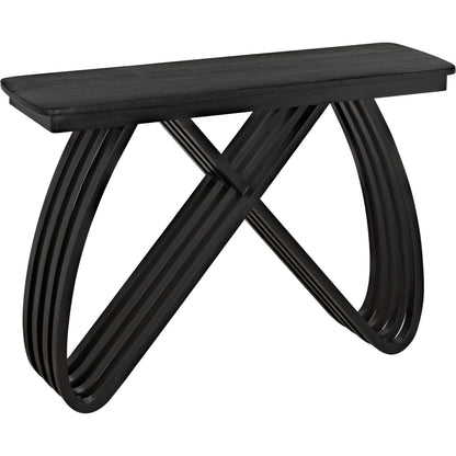 Infinity Console by Noir in charcoal black. Made from sungkai in a modern style.