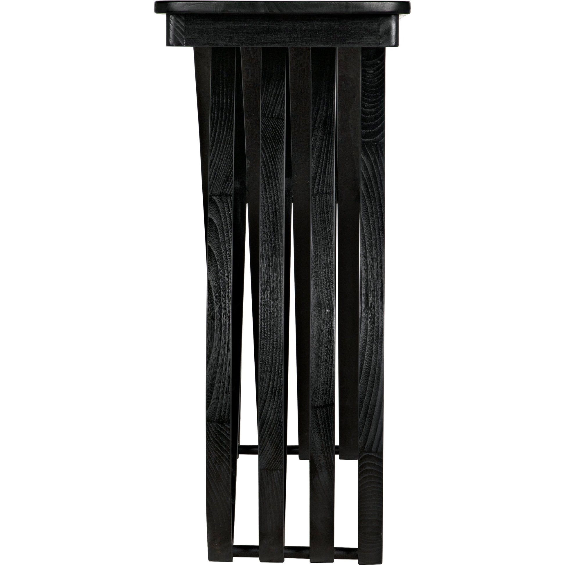 Infinity Console by Noir in charcoal black. Made from sungkai in a modern style.