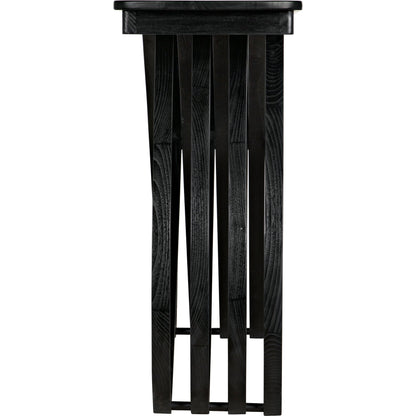 Infinity Console by Noir in charcoal black. Made from sungkai in a modern style.