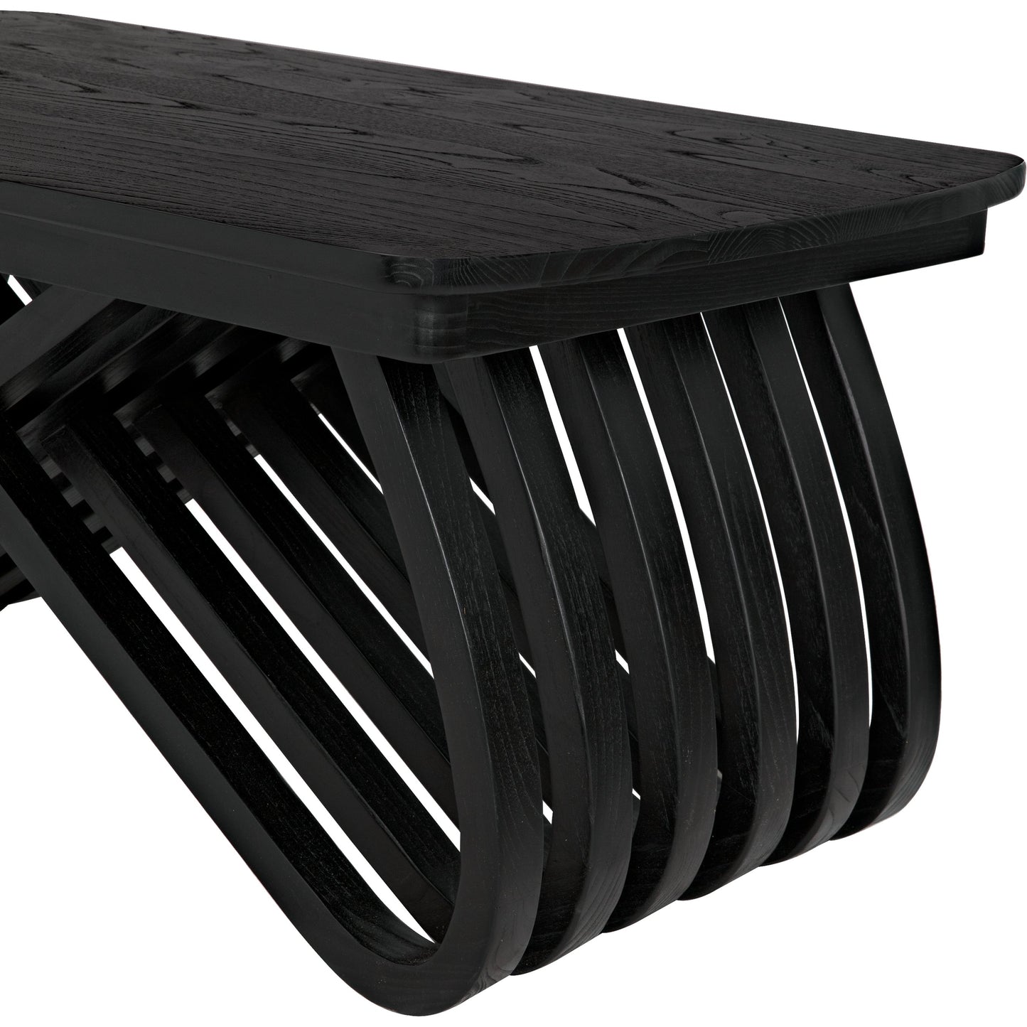 004 SI-1956905 | Closeup | Infinity Coffee Table by Noir in charcoal black. Made from sungkai in a modern style.