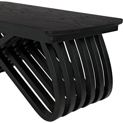 Infinity Coffee Table by Noir in charcoal black. Made from sungkai in a modern style.