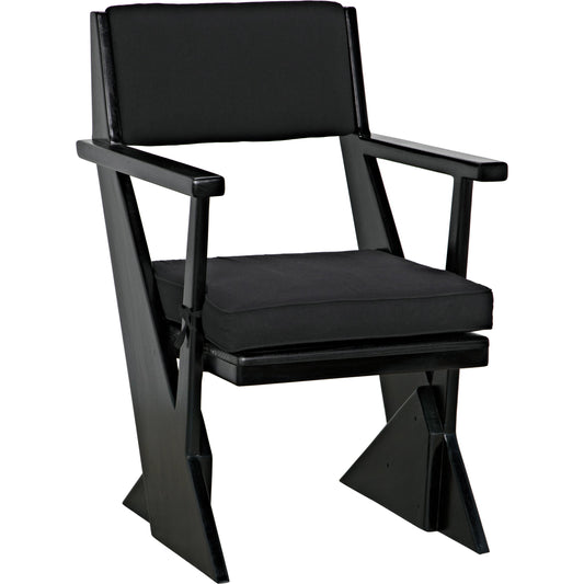 Madoc Arm Chair by Noir in charcoal black. Made from sungkai in a modern style.