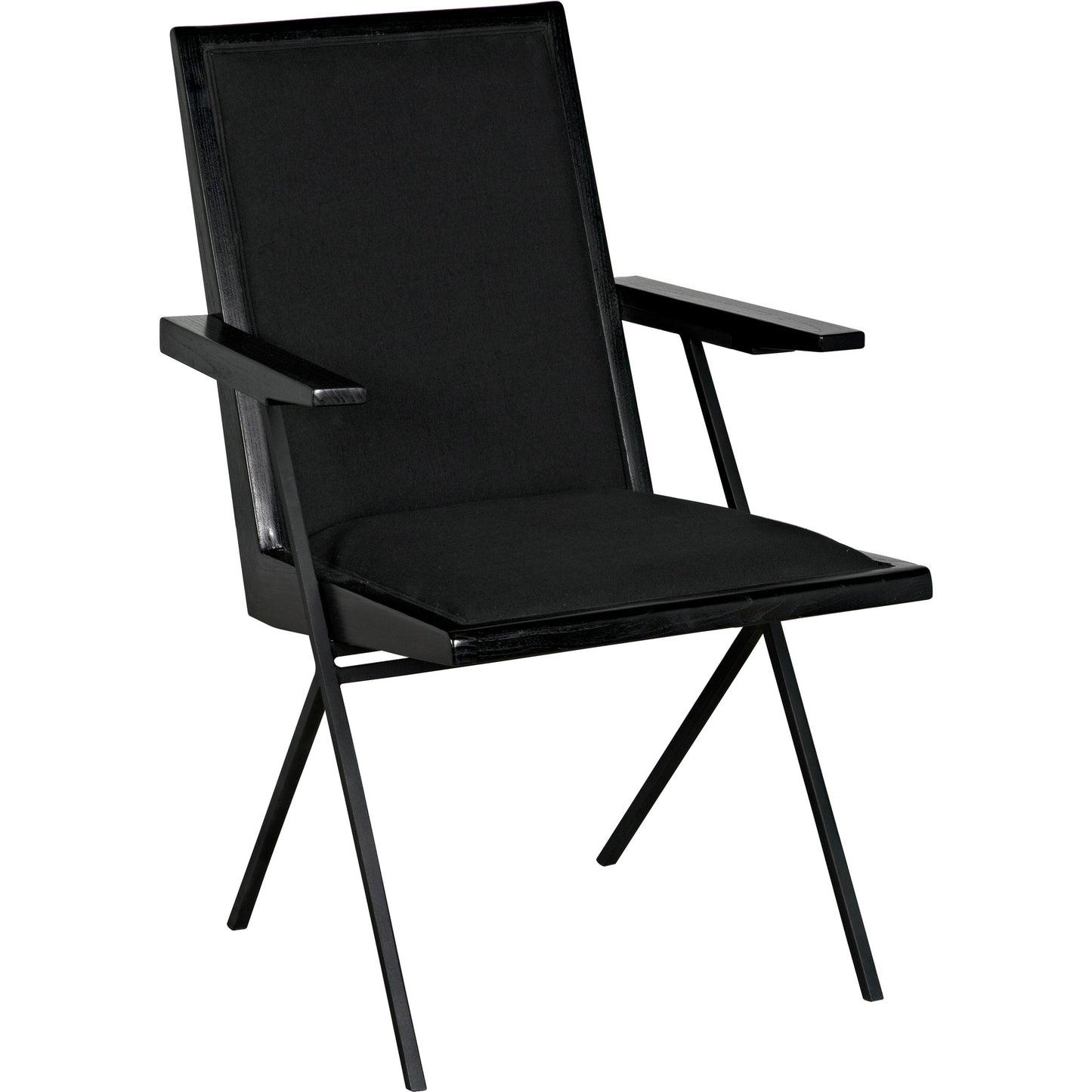 001 SI-1975467 | Primary Silo | Henderson Chair by Noir in charcoal black. Made from sungkai, industrial steel and fabric in a modern style.