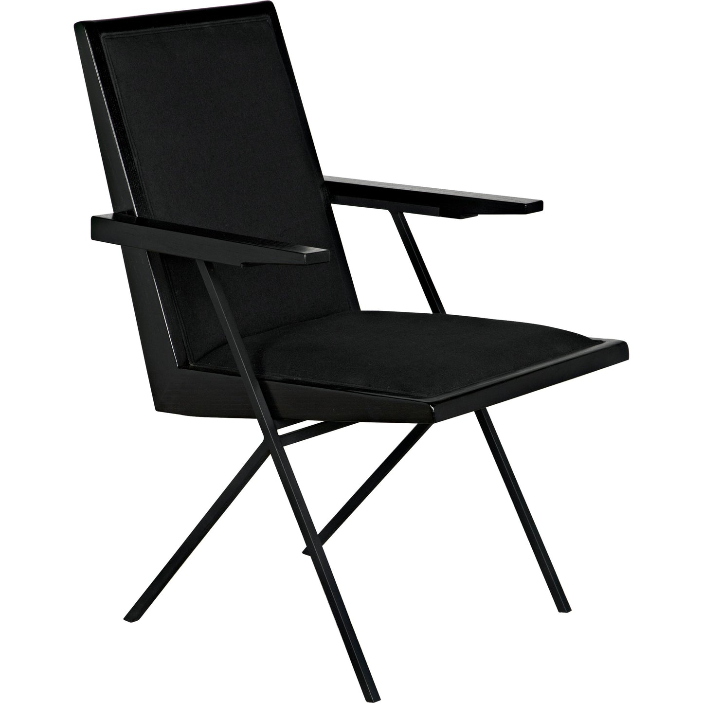004 SI-1975467 | Additional Silo | Henderson Chair by Noir in charcoal black. Made from sungkai, industrial steel and fabric in a modern style.