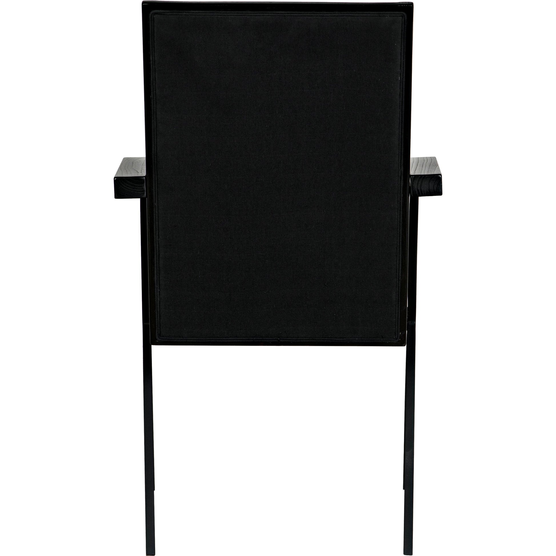 Henderson Chair by Noir in charcoal black. Made from sungkai, industrial steel and fabric in a modern style.