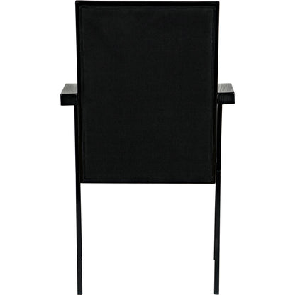 Henderson Chair by Noir in charcoal black. Made from sungkai, industrial steel and fabric in a modern style.