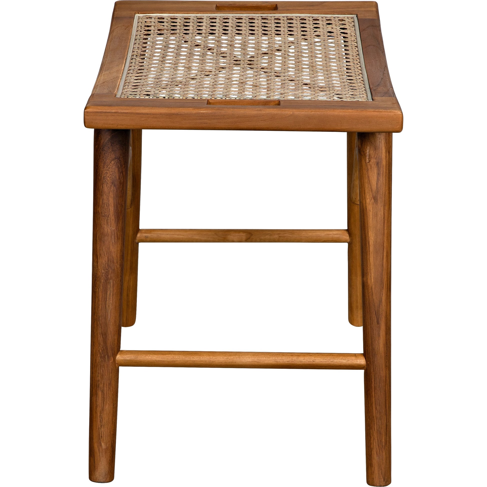 Murphy Stool by Noir in clear coat flat teak. Made from teak and caning in a cottage & farmhouse style.