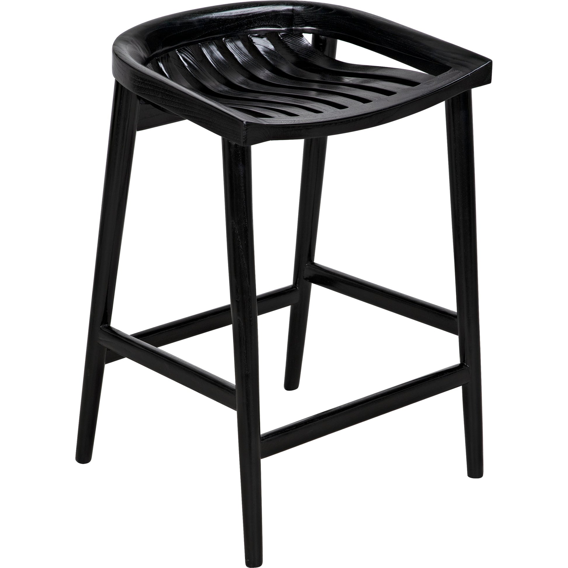 Ronald Counter Stool by Noir in charcoal black. Made from sungkai in a cottage & farmhouse style.