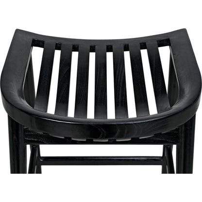 Ronald Counter Stool by Noir in charcoal black. Made from sungkai in a cottage & farmhouse style.