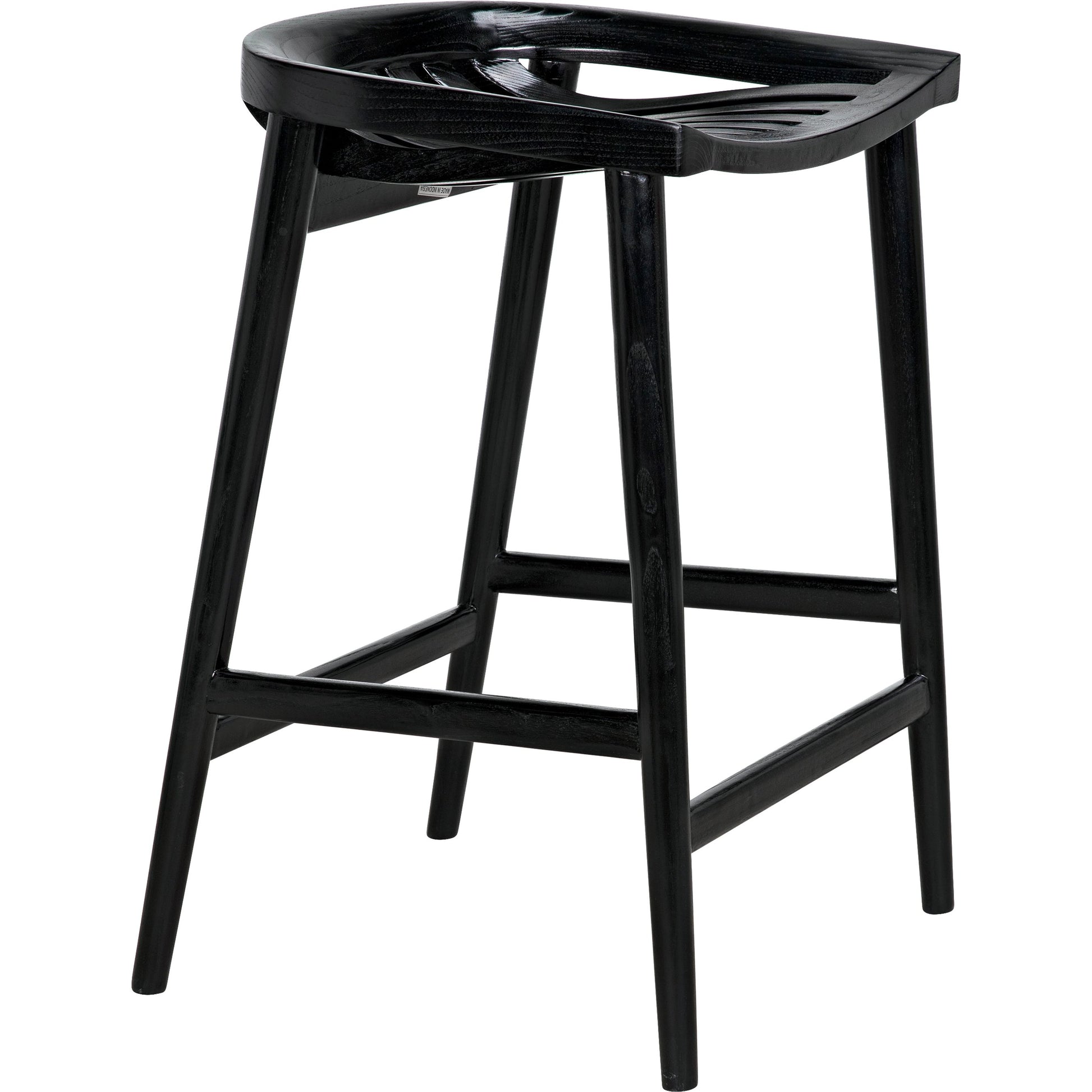 Ronald Counter Stool by Noir in charcoal black. Made from sungkai in a cottage & farmhouse style.