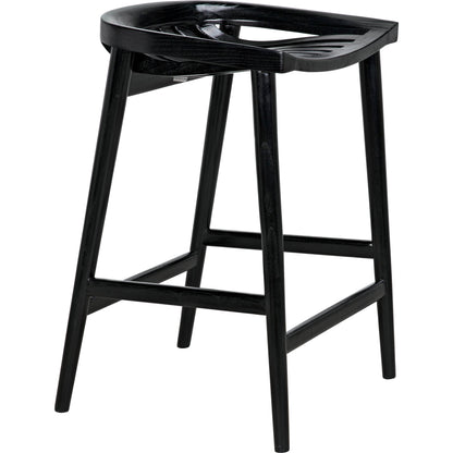 Ronald Counter Stool by Noir in charcoal black. Made from sungkai in a cottage & farmhouse style.