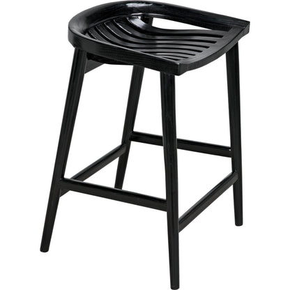 Ronald Counter Stool by Noir in charcoal black. Made from sungkai in a cottage & farmhouse style.