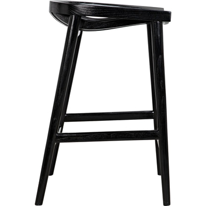 Ronald Counter Stool by Noir in charcoal black. Made from sungkai in a cottage & farmhouse style.