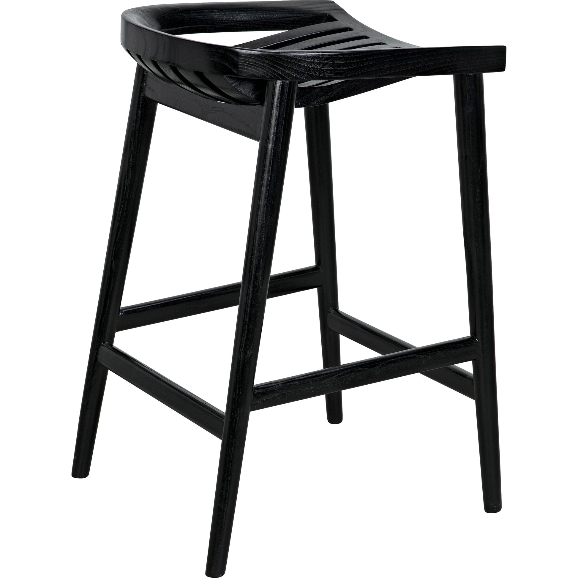 Ronald Counter Stool by Noir in charcoal black. Made from sungkai in a cottage & farmhouse style.