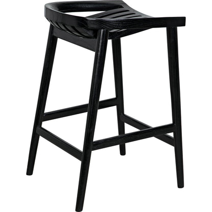 Ronald Counter Stool by Noir in charcoal black. Made from sungkai in a cottage & farmhouse style.